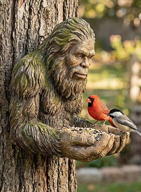 新品大脚怪喂鸟器Bigfoot Bird Feeder 树脂工艺品花园装饰