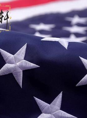 亚马逊跨境美国国旗 150D刺绣美国90X150cm独立日绣花拼接旗帜