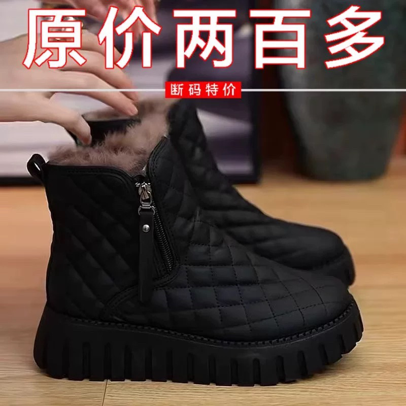 真皮雪地靴女加绒保暖棉鞋