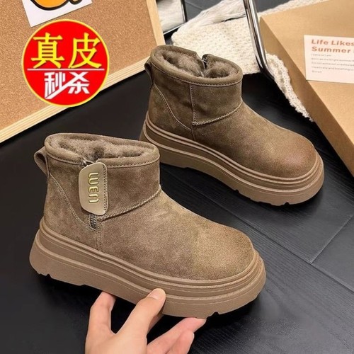 厚底雪地靴女复古加绒短靴