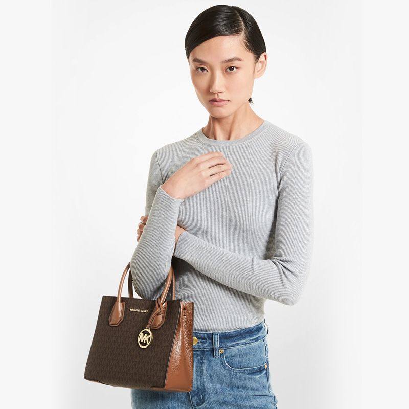 MK Mercer 中号Logo老花拼色手提包斜挎女包 35S1GM9M2B