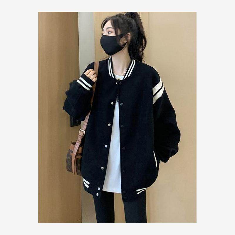 欧货美式春夏秋新款薄款口袋卫衣棒球服外套女士宽松显瘦长袖上衣