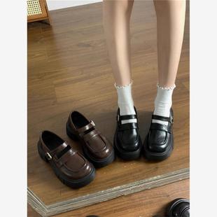 英伦风复古小皮鞋女2025新款夏季圆头日系制服jk百搭厚底玛丽珍鞋