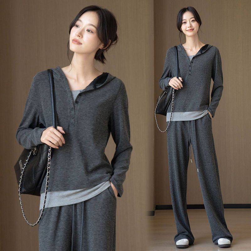 卫衣套装女春秋洋气减龄设计感小众韩系高端品牌休闲运动服两件套