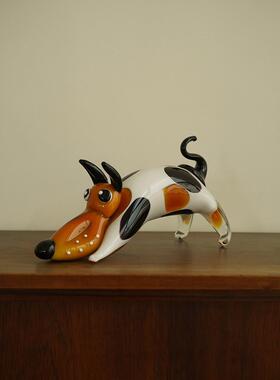 ladylike 简约北欧古法琉璃小狗 客厅玄关酒柜装饰品摆件家居饰品