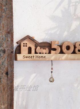 实木门牌定制黑胡桃木刻字民宿住宅家用创意个性高档数字号码牌