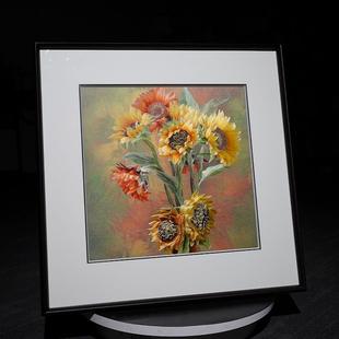 裝 蘇繡蒸蒸日上向日葵純手工刺繡掛畫成品客廳臥室餐廳新中式 飾畫