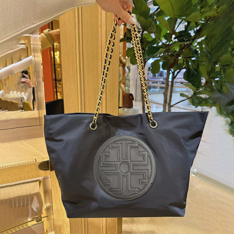 Qadın Nylon Tote Çanta - Zəncirli, Böyük Ölçü