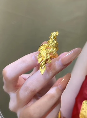 好运婚嫁凤凰孔雀戒指调节时尚活口金色指环女友精致轻奢新款手饰