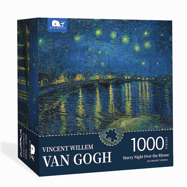 miniwhale名画拼图1000块罗纳河上的星夜纸质拼图1000片成年批发
