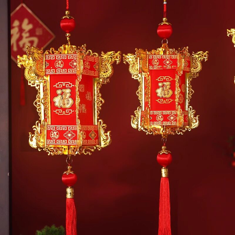 乔迁绒布灯笼2026新款布置创意中式六角宫灯挂饰阳台大门户外装饰