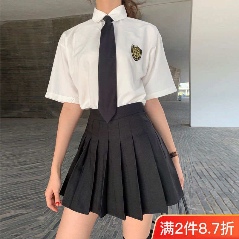 jk制服裙正版领带白衬衫女设计感小众学生装学院风套装班服日系夏