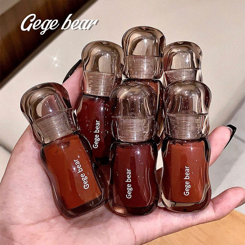 正品Gegebear戈戈小熊大冰桶晶透水光唇釉不沾杯不掉色显白水光唇