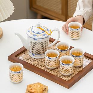 玲珑镂空冷泡茶壶陶瓷家用冲茶水壶沏茶具花茶壶大容量会客主人杯