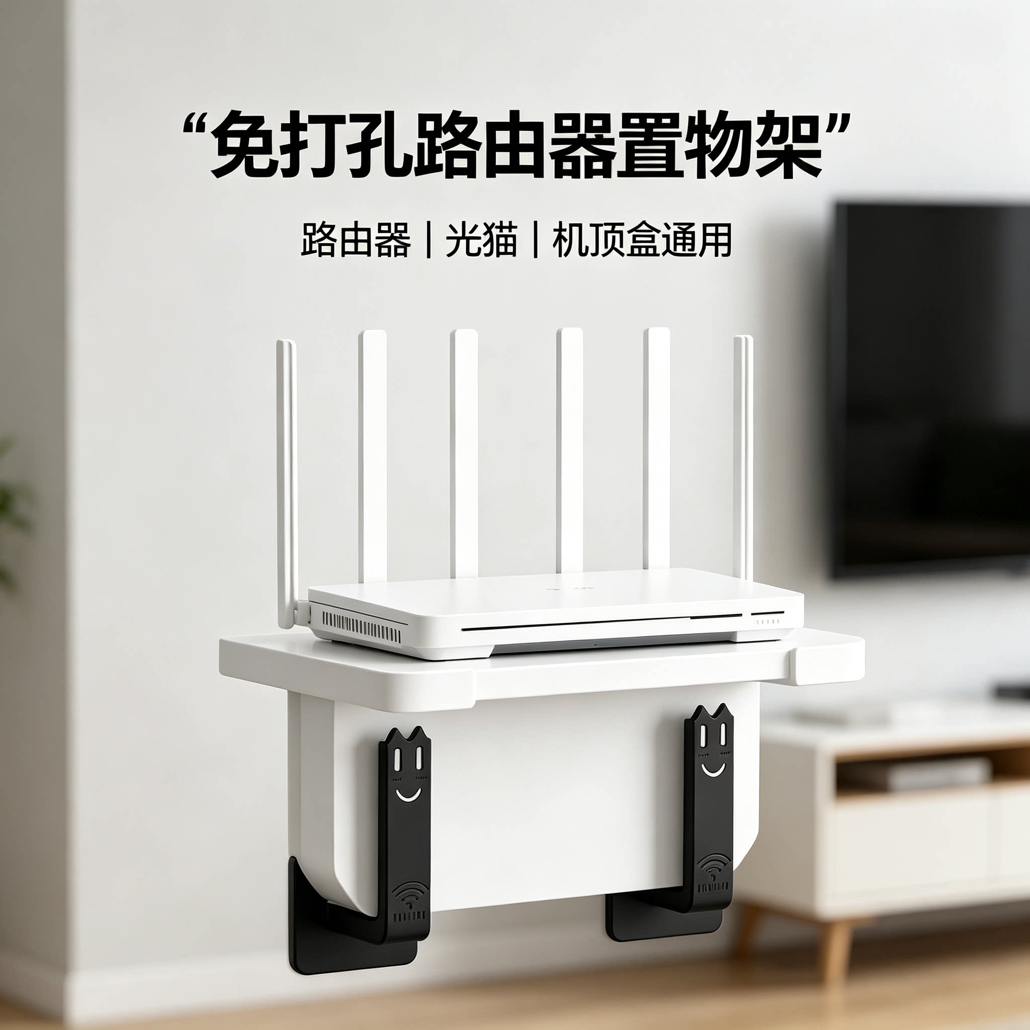 路由器置物架免打孔墙面挂架机顶盒光猫收纳托架墙壁挂钩支架