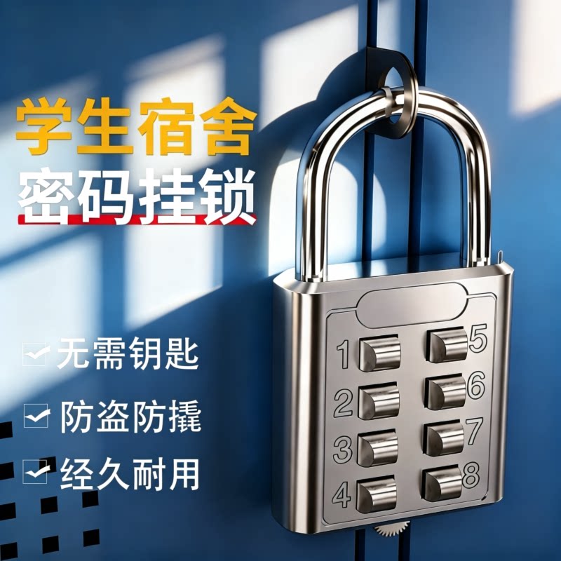 按键密码锁挂锁小型家用门锁学生宿舍柜子锁头储物柜行李箱防盗锁