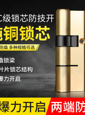 防盗门锁芯全铜ab锁心防撬家用通用型大门锁老式弹子双面全铜锁芯