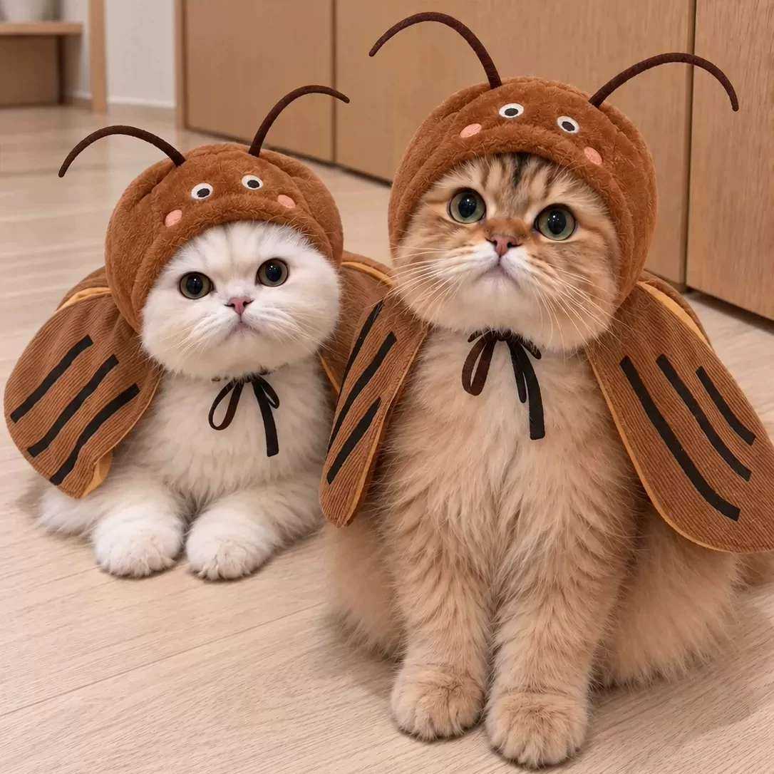 蟑螂猫咪衣服可爱宠物头套猫披风可调节狗狗拍摄万圣节搞笑搞怪装