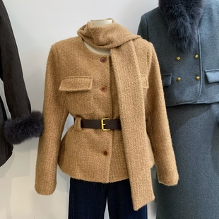 小香风羽绒服外套女2025冬款高级感名媛毛呢子编织白鸭绒内胆上衣