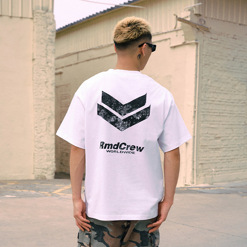 Remedy国潮夏季做旧宽松boxy版型半袖体恤美式潮牌休闲短袖T恤男