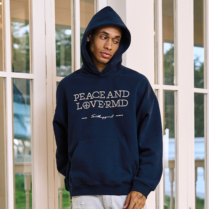 Remedy国潮珍珠连帽卫衣男女秋季新款美式街头潮牌情侣上衣外套