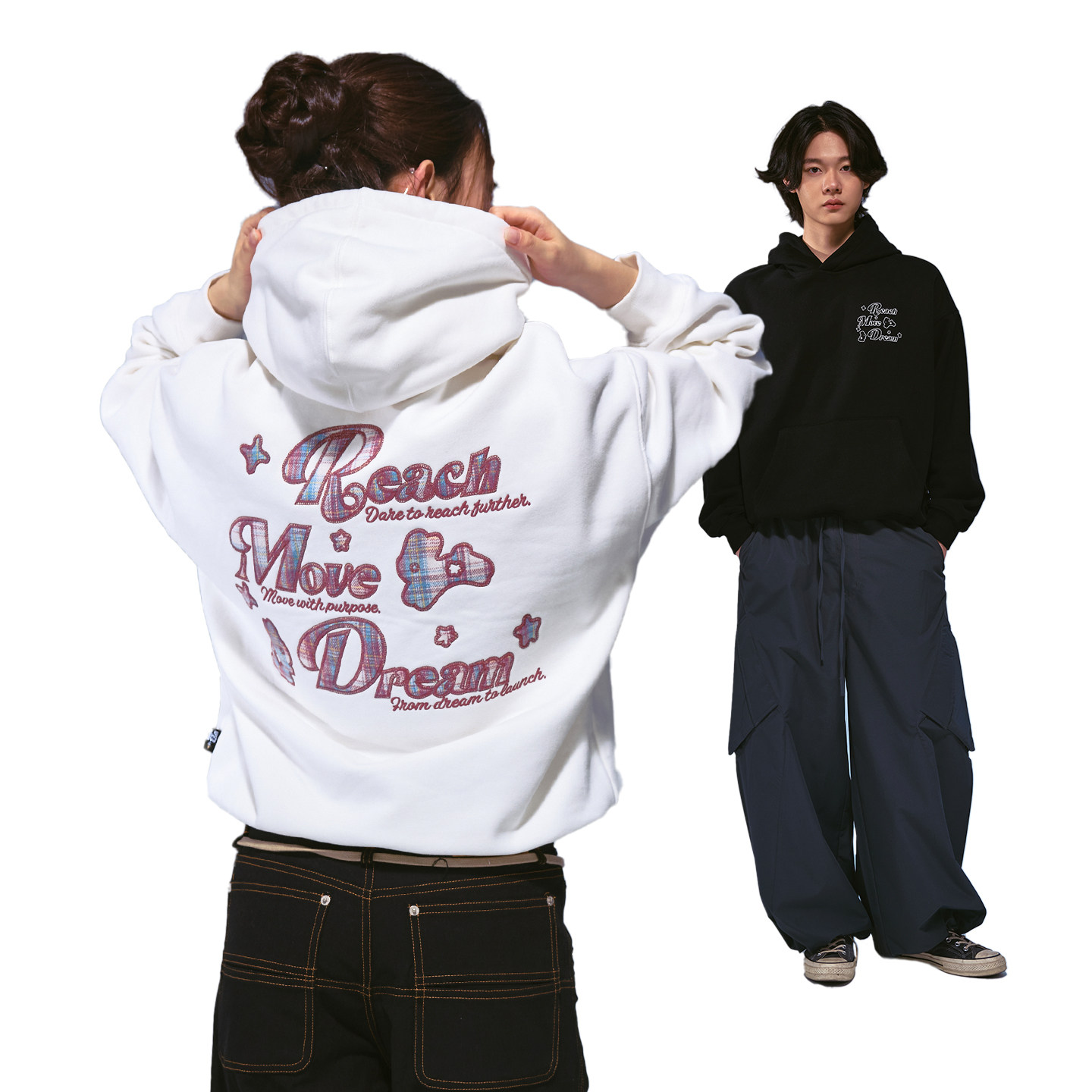 Remedy 美式贴布刺绣兔子连帽卫衣男女秋季宽松潮牌情侣帽衫外套