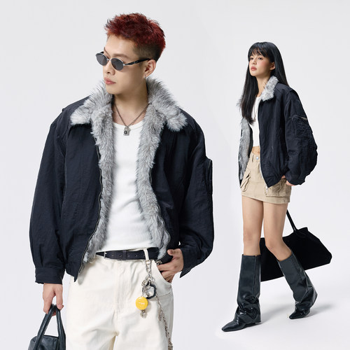 Remedy 座山雕毛领飞行员夹克男女秋冬新款潮牌宽松cleanfit外套