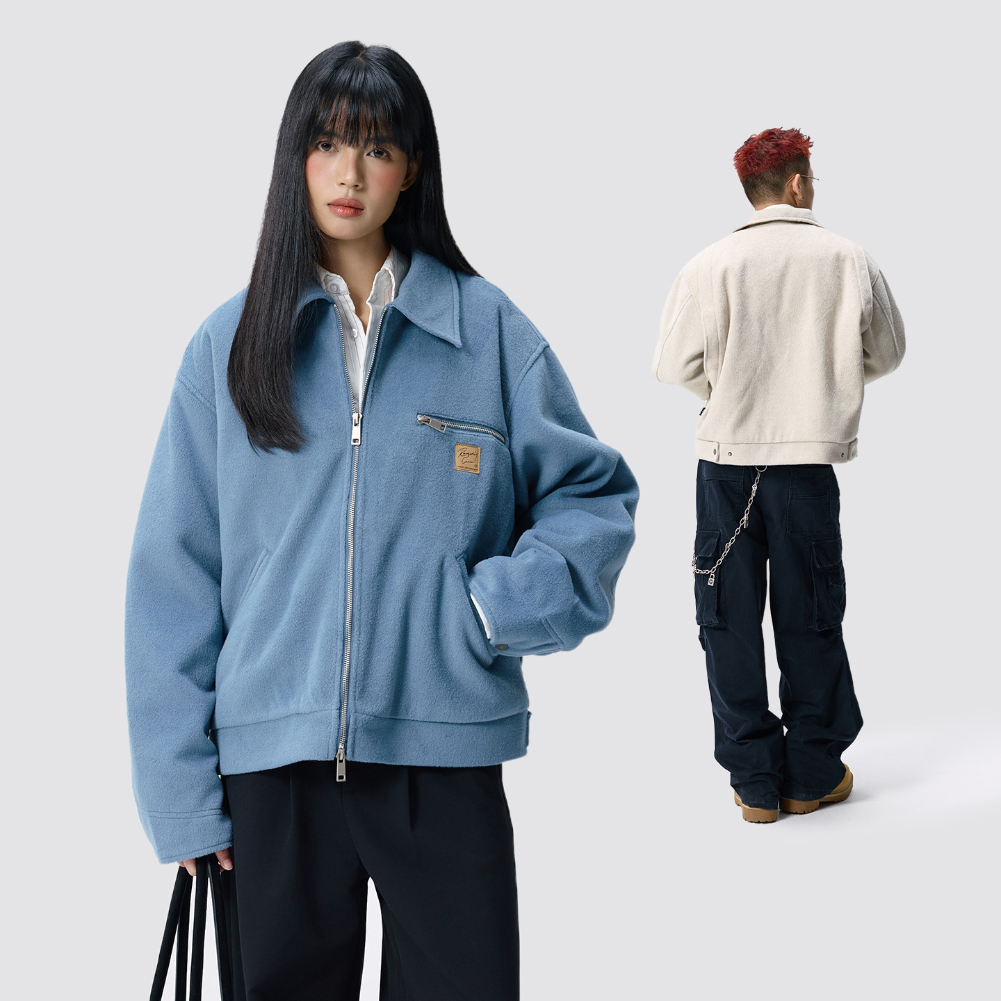 Remedy 美式复古底特律工装夹克男女秋季潮牌短宽版型毛呢外套