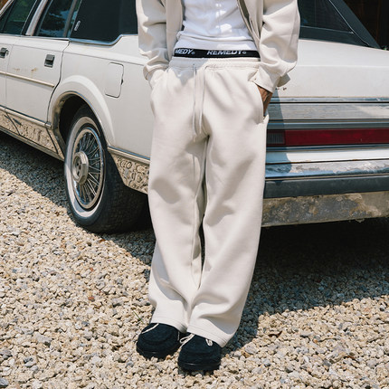 Remedy秋季国潮假两件运动长裤子美式潮牌宽松直筒休闲卫裤男女