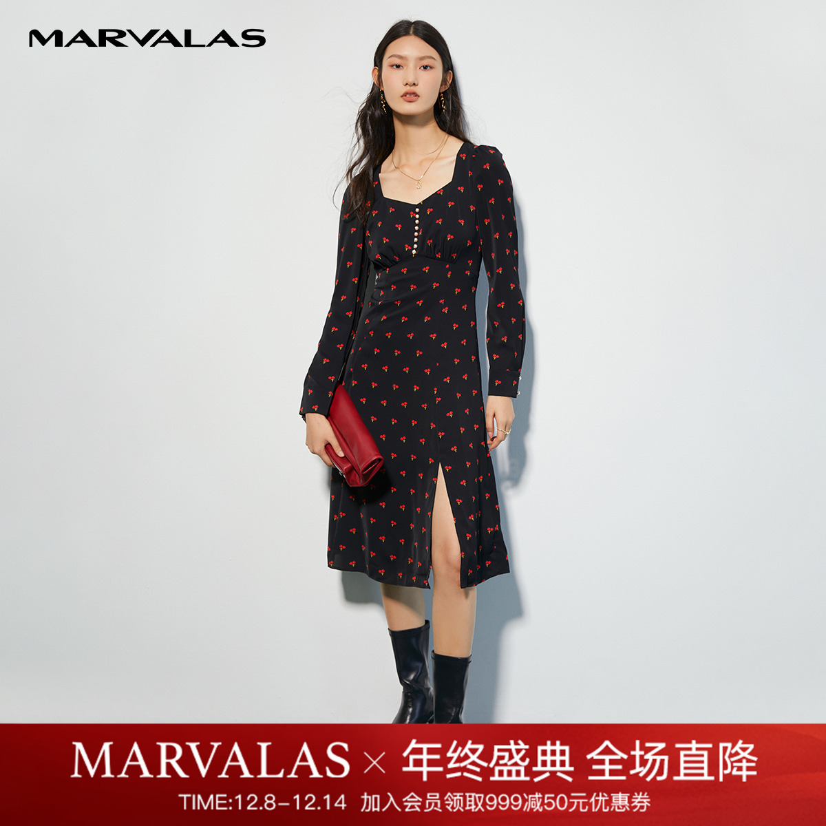 曼德诗气质通勤连衣裙