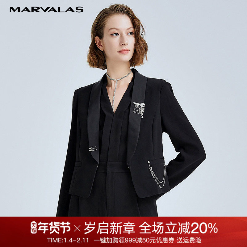 曼德诗黑色马甲女2025秋新款短款外穿无袖职业西装气质修身外套,女装/女士精品,马夹,淘宝优惠券,粉丝福利购,淘宝优惠卷