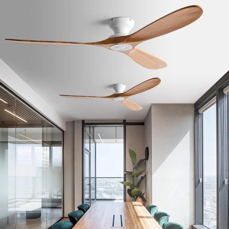 北欧实木工业吊扇客厅餐厅复古吊顶风扇低楼层吸顶工厂用电风扇