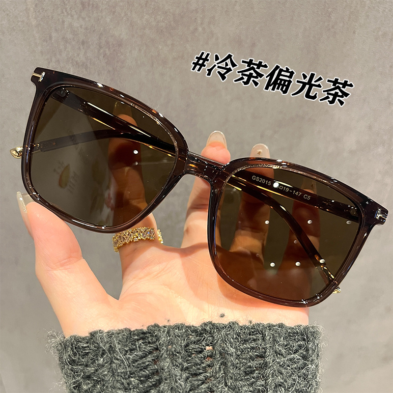 日本品质森系冷茶色大框墨镜女高级感方形偏光太阳眼镜带有度数开