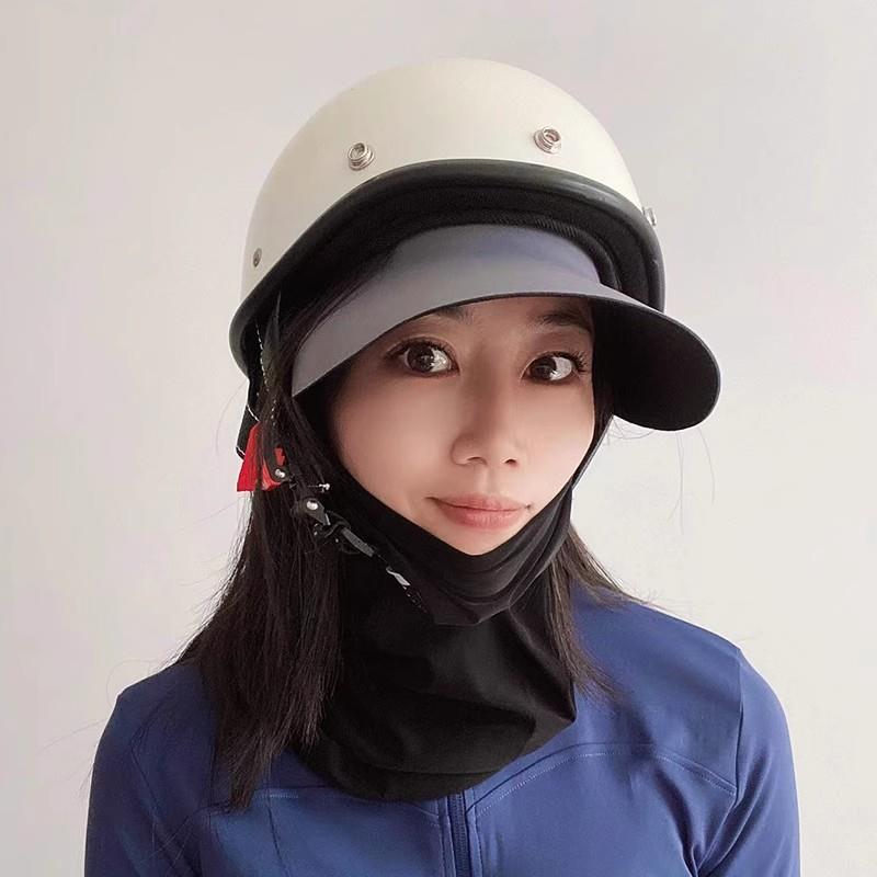 可带头盔防晒帽檐女士电动车帽子骑车吹不翻遮阳帽夏天空顶太阳帽