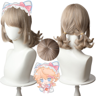 现货 第五人格 园丁异想Hello Kitty米黄色头皮顶双马尾cos假发