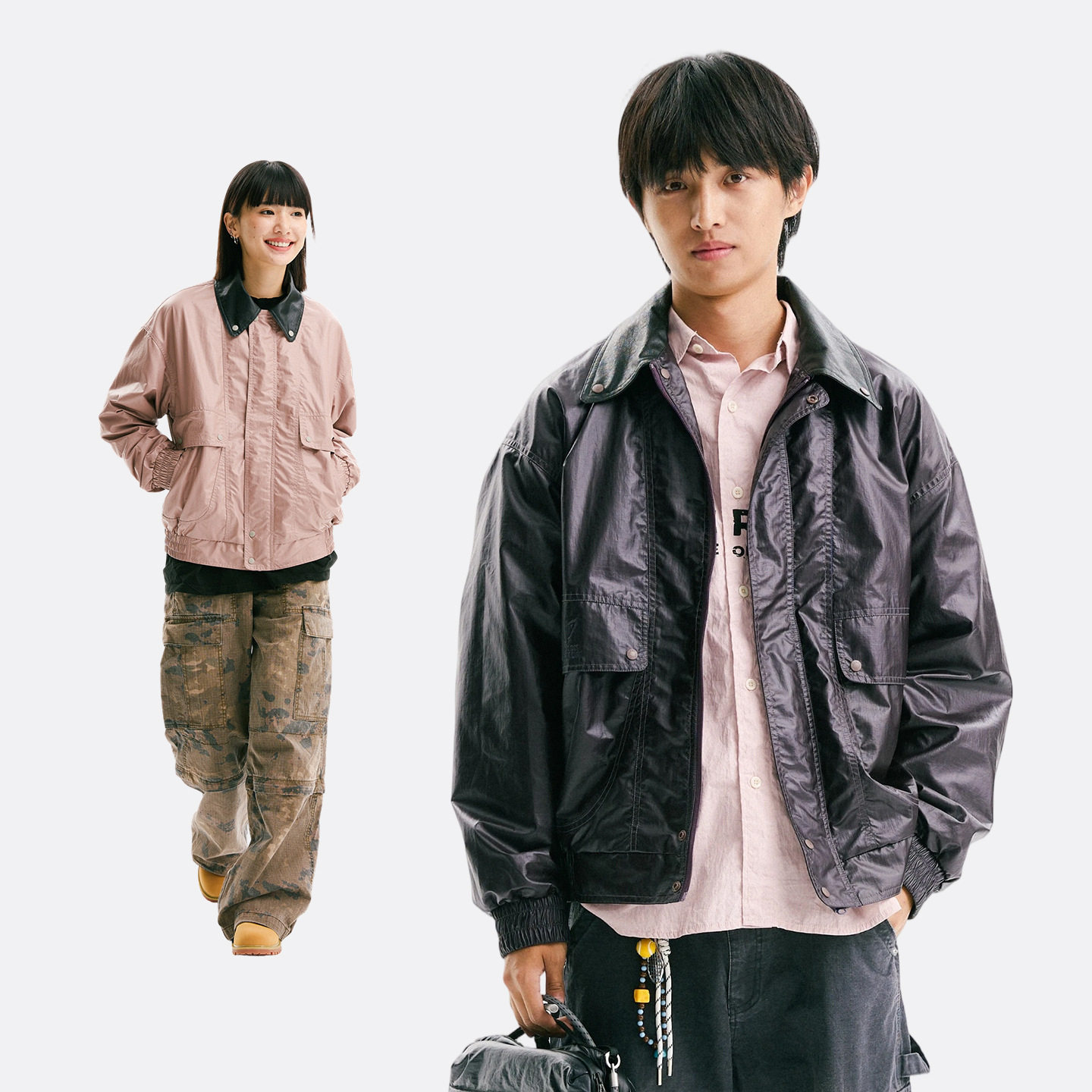 黑舰队轻量化皮革感外套男女机车服户外机能工装皮夹克翻领外套
