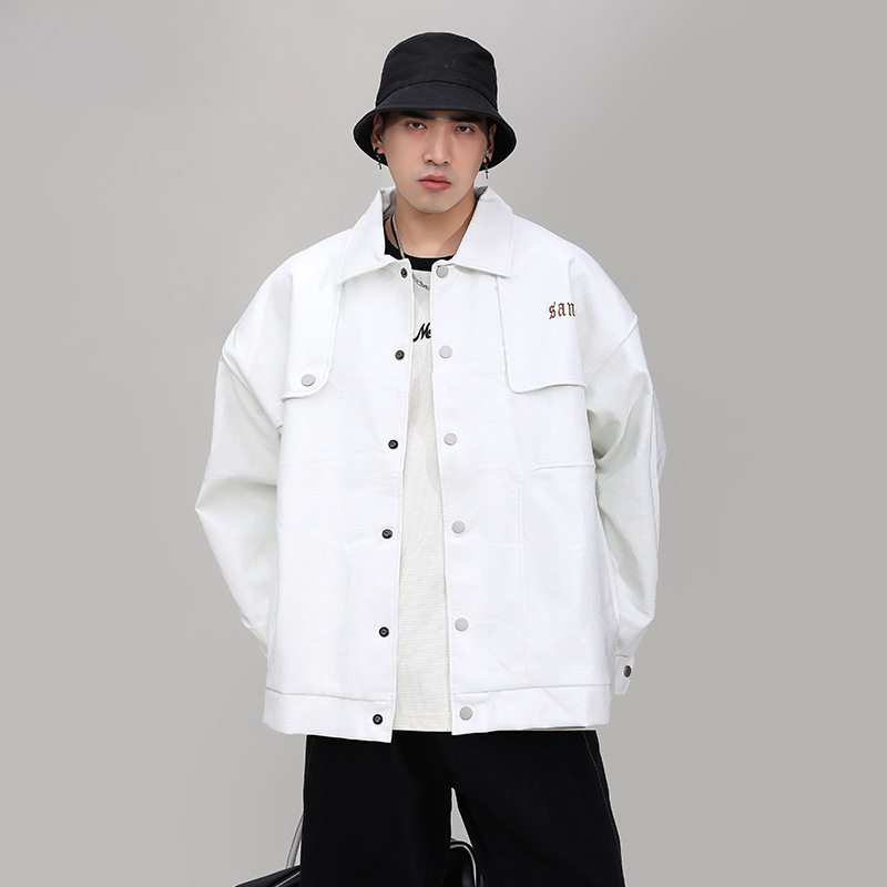 美式复古机车皮衣外套男士2024春秋新款爆款刺绣痞帅炸街休闲夹克