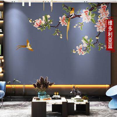 独绣高端刺绣墙布卧室床头客厅沙发电视背景墙花鸟画绣花无缝壁布