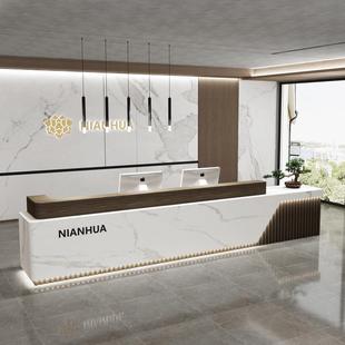 公司前台接待台简约现代售楼部酒店大厅办公吧台收银台柜台桌