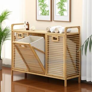 楠竹斗柜卧室储物柜靠墙衣物分类收纳架简约一体多层落地置物架
