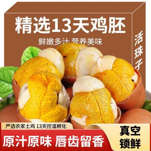 翔禹东北活珠子鸡胚蛋凤凰岛钢化蛋喜蛋孵化13天新鲜鸡蛋即食