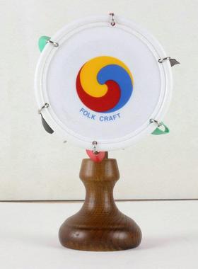 韩国工艺品实木小鼓 精美木质装饰鼓 朝鲜族手工艺品底座圆鼓