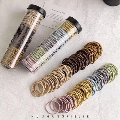 罐装螺纹发圈发绳发量少细头绳儿童宝宝小橡皮筋扎头女生简约皮套
