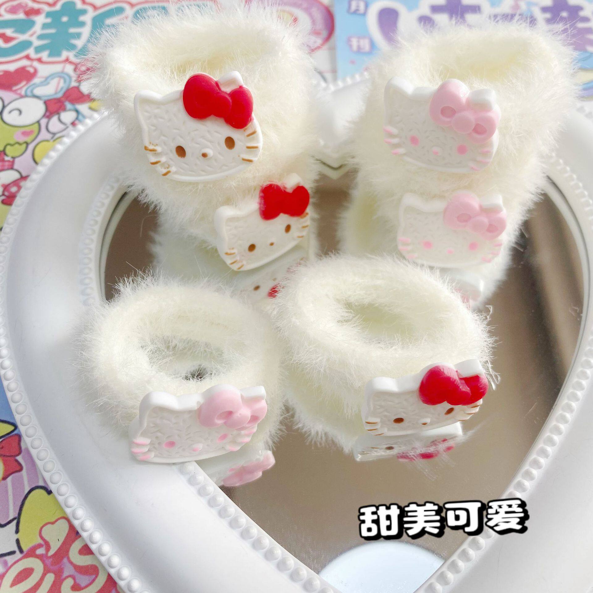 可爱猫咪毛巾圈卡通发圈甜美软妹发绳少女风扎头发绳马尾皮筋