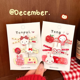 可爱卡通小兔发夹套装 饰鸭嘴夹甜美少女碎发刘海夹发饰批发 百搭装