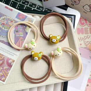 可爱卡通四叶草轻松熊发圈ins少女情侣闺蜜高弹皮筋学生发饰头绳