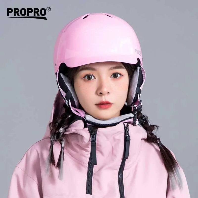 propro滑雪头盔男平花保暖女超轻雪盔雪镜套装单板双板滑雪