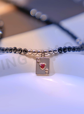 铜合金项链小众设计扑克吊坠项链