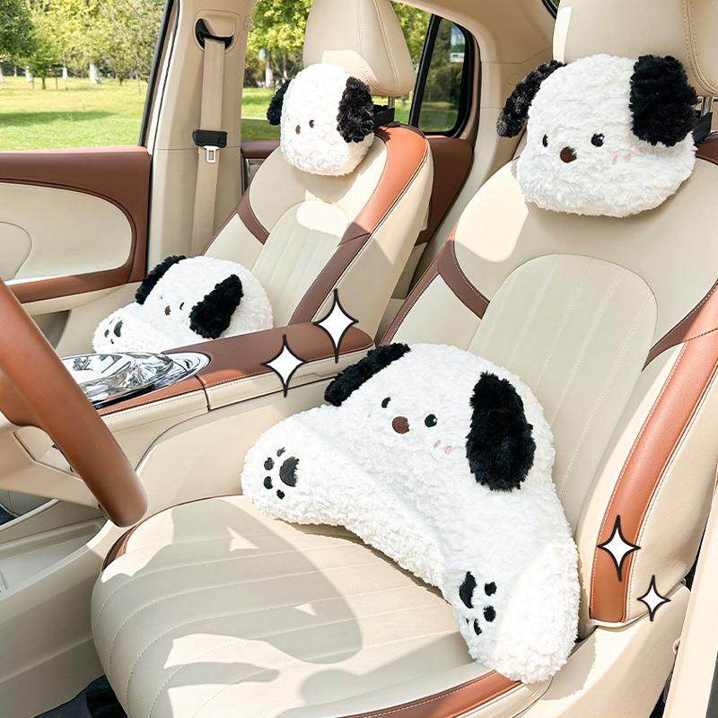 卡通汽车头枕护颈枕可爱毛绒柔软车载座椅靠枕四季通用车内抱枕