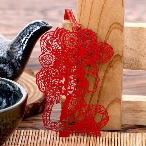 现货金属书签创意中国风古风镂空书夹复古古典京剧脸谱窗花